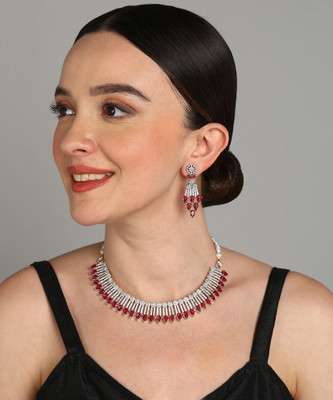 Laali Alloy Silver Red, White Jewellery Set(Pack of 3)