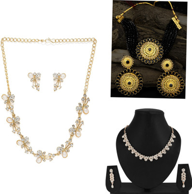 R A Enterprises Alloy Gold-plated, Copper White, Black Jewellery Set(Pack of 6)