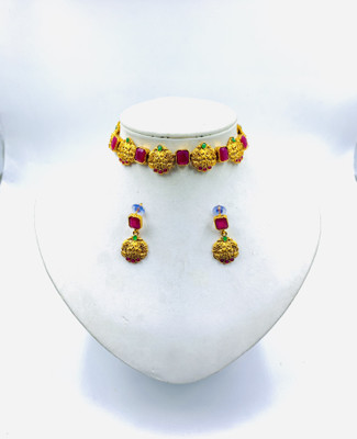 chetna art Alloy Gold-plated Red Jewellery Set(Pack of 1)