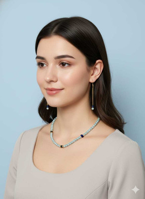 Mohini enterprises Mother of Pearl Gold-plated Blue Jewellery Set(Pack of 1)