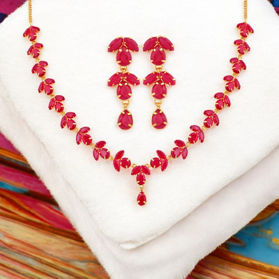 mahi Alloy Gold-plated Red Jewellery Set(Pack of 1)