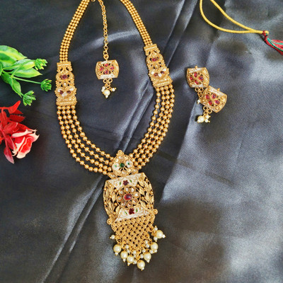 RishanCreations Brass, Metal, Alloy Gold-plated Gold Jewellery Set(Pack of 1)