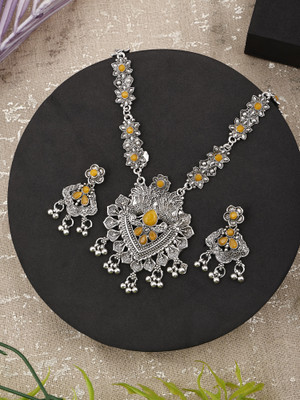 Vasudha Oxidised Silver Yellow Jewellery Set(Pack of 1)