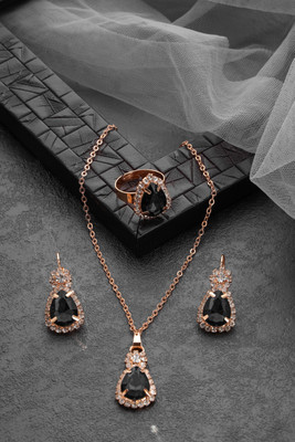 ASCEND Alloy Silver Black Jewellery Set(Pack of 5)