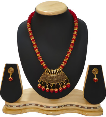 Geesa Alloy Red Jewellery Set(Pack of 1)
