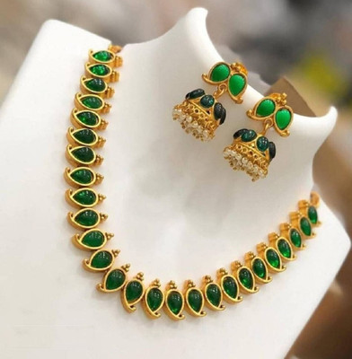 Radian Copper Gold-plated Green Jewellery Set(Pack of 1)