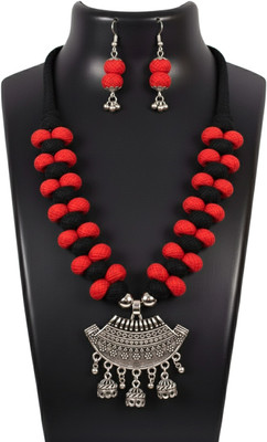 A S enterprize Oxidised Silver Red Jewellery Set(Pack of 1)