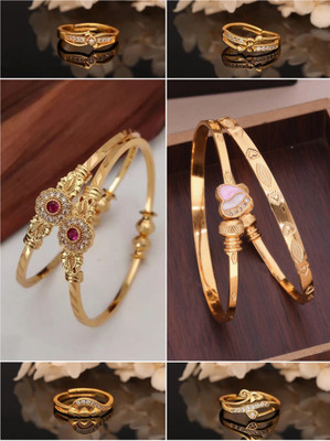 Divastri Brass Gold-plated White, Yellow Jewellery Set(Pack of 6)