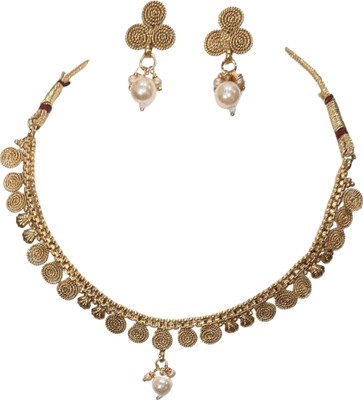 ShreemKart Metal, Brass, Copper Brass, Copper, Gold-plated Yellow, Copper, Gold Jewellery Set(Pack of 1)