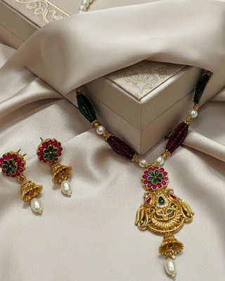 MANSIYAORANGE Brass Gold-plated Multicolor Jewellery Set(Pack of 3)