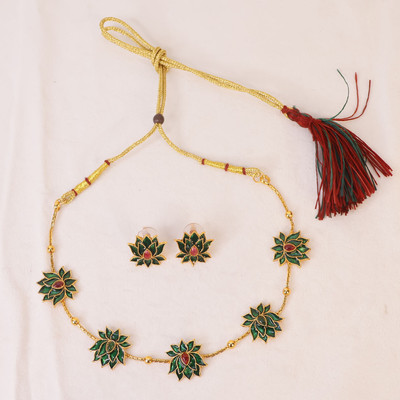 Swarajshop Alloy Gold-plated Green Jewellery Set(Pack of 3)