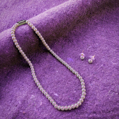 kashvi pearls and jewellers Shell Silver White Jewellery Set(Pack of 1)