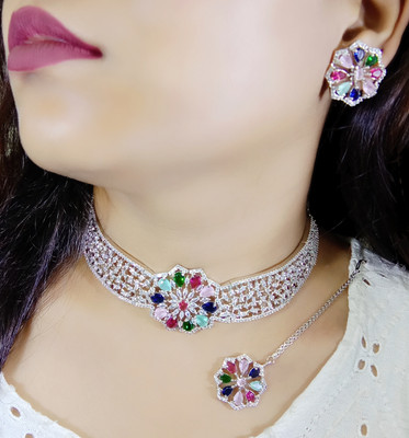 DENICRAAS Alloy Rhodium Multicolor Jewellery Set(Pack of 1)