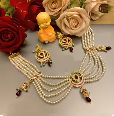 THE SRINGAAR STORE Alloy Gold-plated Green Jewellery Set(Pack of 3)