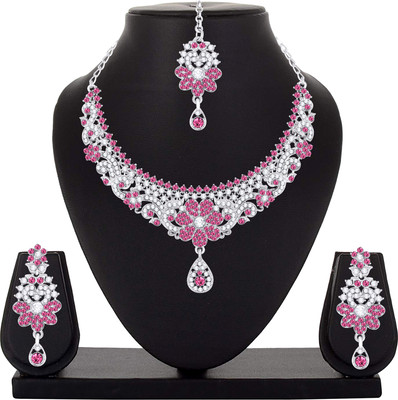 Atasi International Alloy Rhodium Pink, Silver Jewellery Set(Pack of 1)