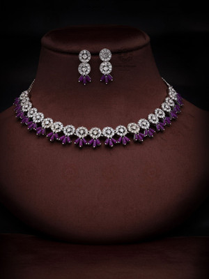 brado jewellery Brass Silver Silver, White, Purple Jewellery Set(Pack of 1)