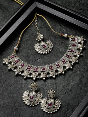 Studio Sukkhi Alloy Gold-plated Maroon Jewellery Set(Pack of 1)