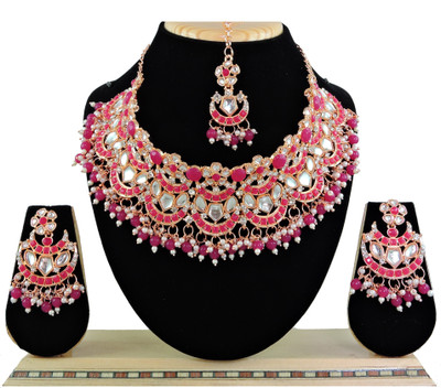 VATSALYA creation Alloy Gold-plated Ruby Red Jewellery Set(Pack of 1)