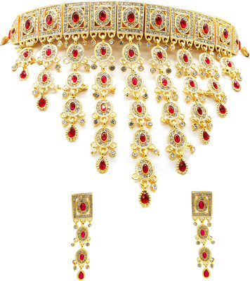 VIVA VIRAL Alloy Gold-plated Red, Gold Jewellery Set(Pack of 1)