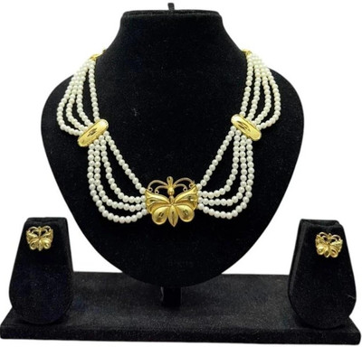 MODELFLUX Brass Gold, White Jewellery Set(Pack of 1)