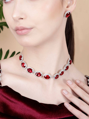 Opus Gems Alloy Red Jewellery Set(Pack of 1)
