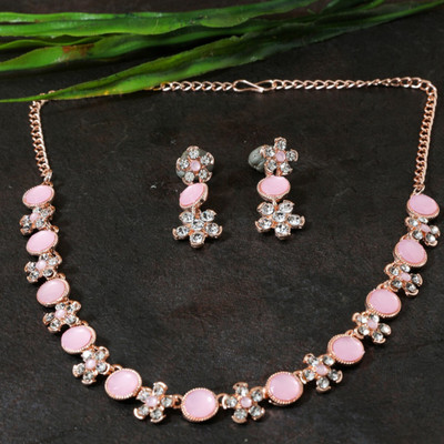 ANOUK Brass Gold-plated Pink Jewellery Set(Pack of 3)