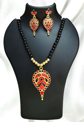 balaji gold Copper Gold-plated Red, Black Jewellery Set(Pack of 1)