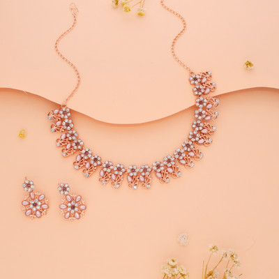 Vedda Brass Gold-plated Rose Gold, Pink Jewellery Set(Pack of 1)