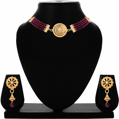 YEMBON Brass Gold-plated Red Jewellery Set(Pack of 1)