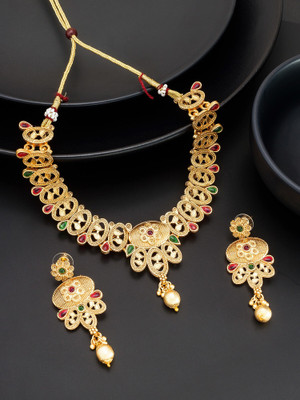 AADITA Brass, Copper, Alloy Gold-plated Multicolor Jewellery Set(Pack of 1)