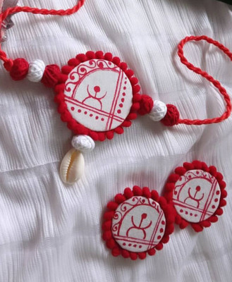 Hasta Bahar Fabric White, Red Jewellery Set(Pack of 1)