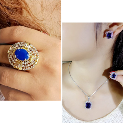 house of common Alloy Gold-plated, Sterling Silver Blue Jewellery Set(Pack of 3)