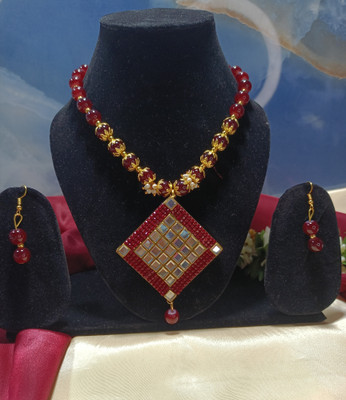 SIYARIKA CREATION Brass Maroon Jewellery Set(Pack of 3)