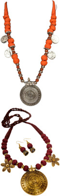HOUSE OFF COMMON Oxidised Silver Orange, Multicolor Jewellery Set(Pack of 2)
