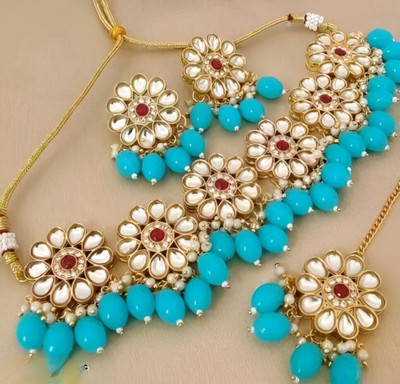 ARADHEMA Alloy Gold-plated Turquoise Jewellery Set(Pack of 1)