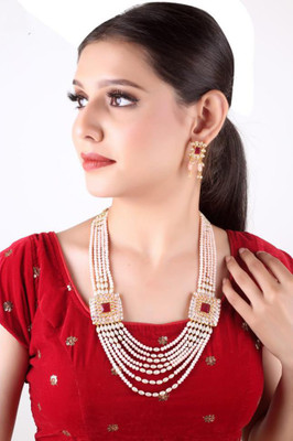 Kirti Traders Alloy Gold-plated Pink Jewellery Set(Pack of 1)
