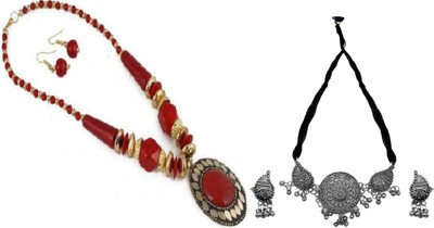JMBW INTERNATIONAL Alloy Red, Gold, Silver Jewellery Set(Pack of 2)