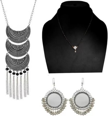 sunhari jewels Oxidised Silver Black Jewellery Set(Pack of 1)