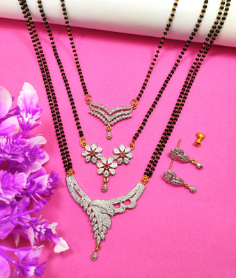 Divyanshi Collection Brass Silver Silver, Black, Gold Jewellery Set(Pack of 3)