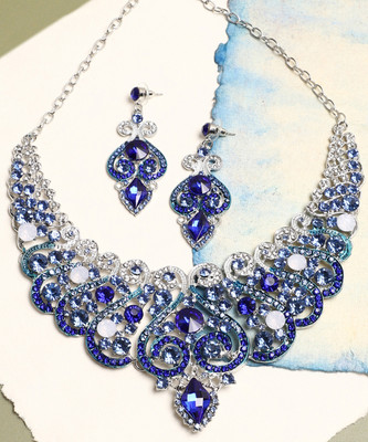 SOHI Alloy Silver Blue Jewellery Set(Pack of 3)