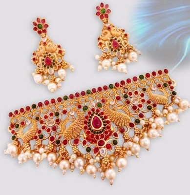JANAVI Alloy Gold-plated Multicolor Jewellery Set(Pack of 1)