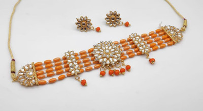 Ronak Fashion Alloy Orange Jewellery Set(Pack of 1)