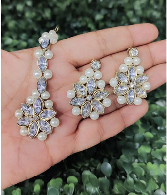JewelShadi Alloy Gold-plated White Jewellery Set(Pack of 1)