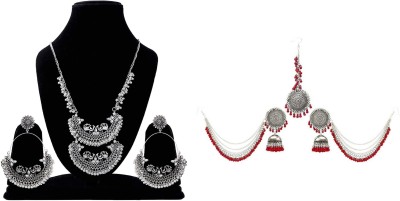 Dev Fashion Alloy Sterling Silver, Gold-plated Red, Silver, Silver Jewellery Set(Pack of 2)