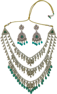 OMID Alloy Brass Green Jewellery Set(Pack of 3)