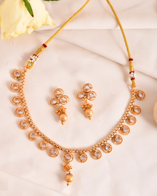 DASTOOR Alloy Gold-plated Multicolor, Gold, White Jewellery Set(Pack of 1)