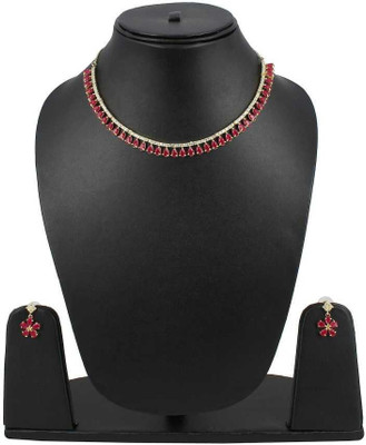 V.V. Sons Brass Red Jewellery Set(Pack of 1)