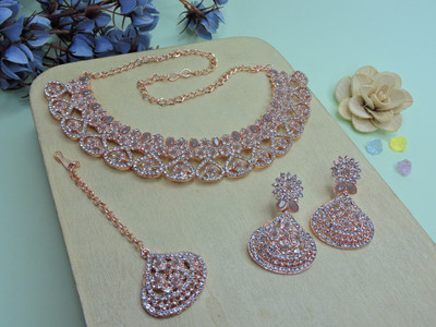 VATSALYA creation Alloy Gold-plated Grey Jewellery Set(Pack of 1)