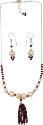 Pearlz Ocean Alloy Silver Orange, Red Jewellery Set(Pack of 1)