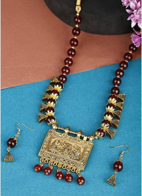 Lathar Alloy Maroon Jewellery Set(Pack of 1)